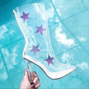 Transparent Zip Up Glitter Star Boots 😍🤩💖